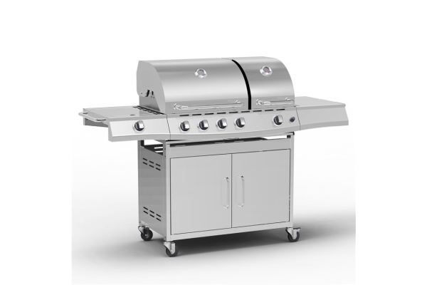 BillyOh Dallas Silver 5 Burner Gas BBQ Grill with Side Burne