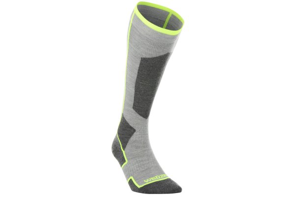 Decathlon Wedze Ski Socks 900 - Grey Neon Yellow