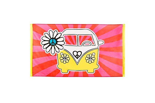 Boland Bol44502 Flag Hippie Flower Power, multi-coloured