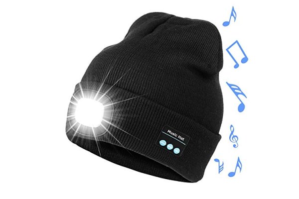 Bosttor Bluetooth Beanie Hat with Light, Led Hat for Running