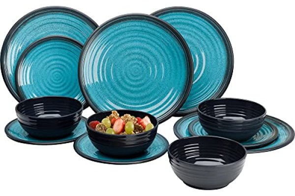 Granite Aqua Premium Plus 12pc Dinner Set Melamine Tableware