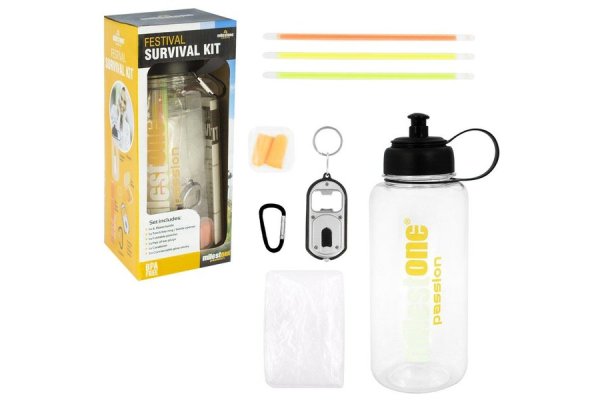 Milestone 1l Bottle Survival Kit Glow Stick Torch Bottle Ope