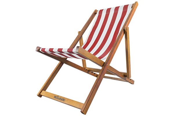 Woodside Traditional Folding Beach/Garden Wooden Deck Chair 