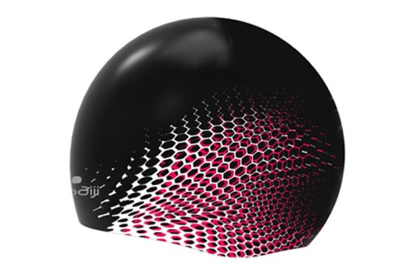 900 Moulded Silicone Swimming Cap Black White Red