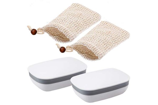 2 Pack Travel Soap Cases, Plastic Lid Waterproof Soap Dish w