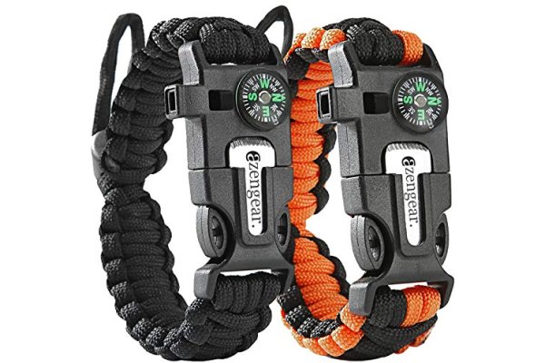 Paracord Survival Bracelet (Pair) - Flint & Steel Fire Start