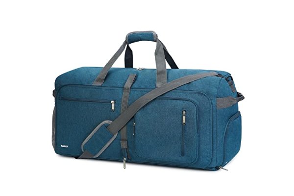 WANDF Travel Duffel Bag 65L with Wet Pocket & Shoes Compartm