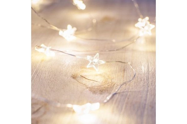 40 Warm White Star Micro Battery Fairy Lights