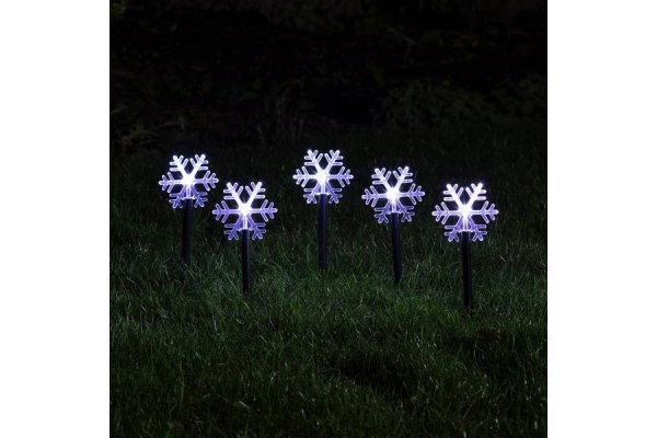 5 Acrylic Snowflake Christmas Garden Stake Lights