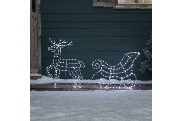 Reindeer & Sleigh Christmas Light Silhouette