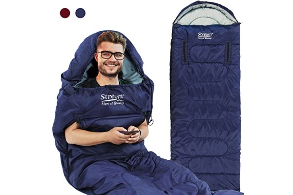 Camping Sleeping Bag - 3 Season Warm & Cool Weather - Lightw