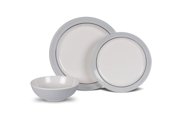 Kampa Non-Slip 12-Piece Dinner Set-Classic Grey