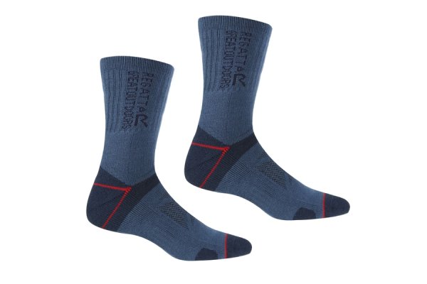 Regatta Mens Blister Protection II Socks Dark Denim Dark Red