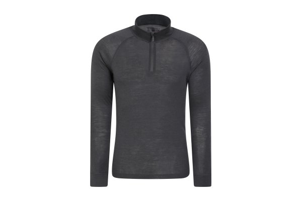 Merino II Mens Zip Neck Base Layer Top - Dark Grey