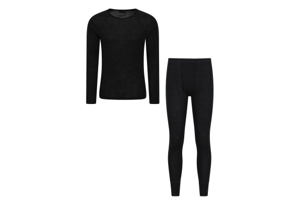 Merino Mens Thermal Neck & Pant Set - Black