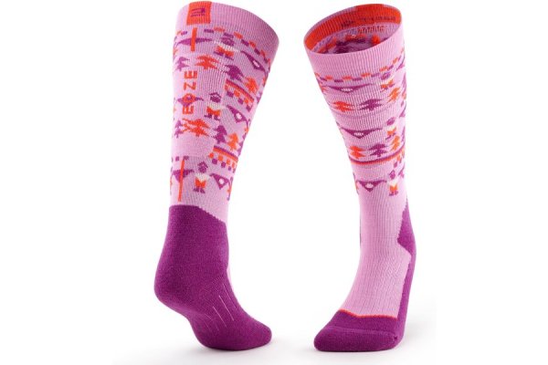 Children's Ski And Snowboard Socks 100 - Pink Patterned