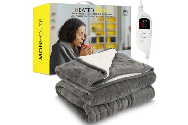 MONHOUSE Heated Throw - Electric Blanket - Digital Controlle