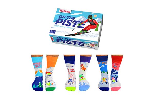 United Oddsocks On The Piste- Box of 6 Mens Oddsocks, UK 6-1