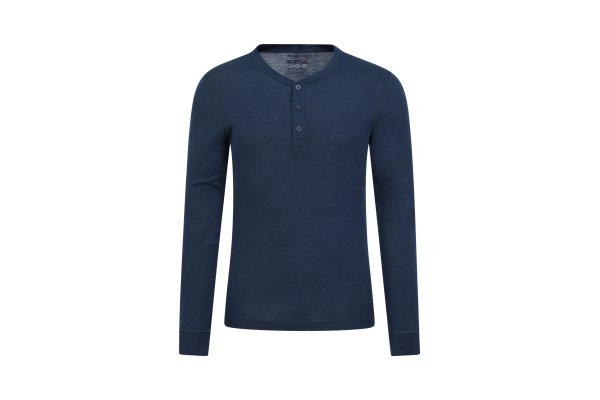 Henley Mens Merino Thermal Top - Navy