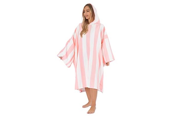 Dreamscene Striped Poncho Towel Adult Hooded Oversized Bath 