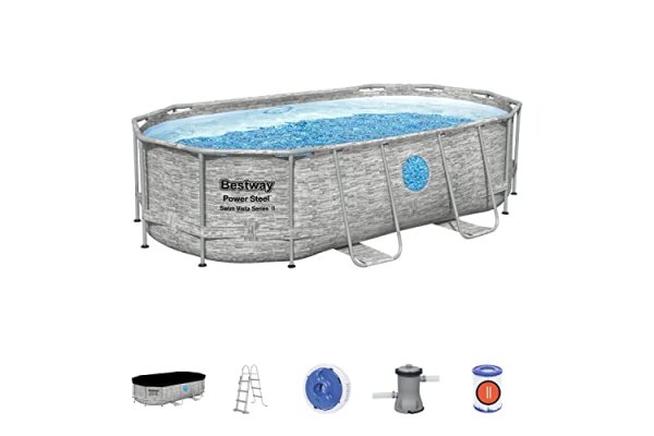 Bestway Power Steel Swim Vista Pool Set II, Family Swimming 