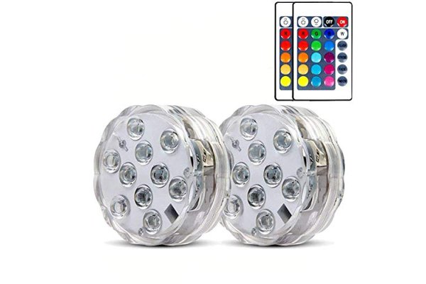 2 Pack Submersible LED Lights Waterproof Pool Lights Underwa