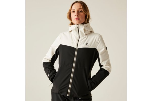Dare 2b Women's Iced Waterproof Ski Jacket Egret White & Bla