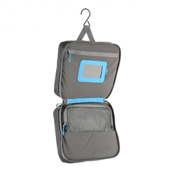 Features many compartments with internal hanger and mirror
