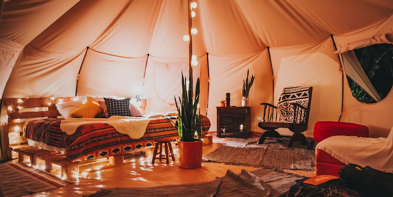 Image of the Inside of a Glamping Tent