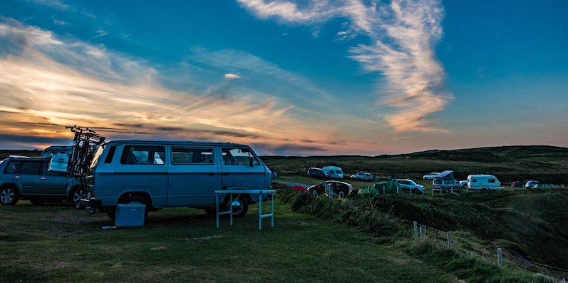 Image of Campervans in Sunset