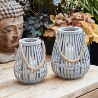 Fraser Grey Bamboo Lantern Duo