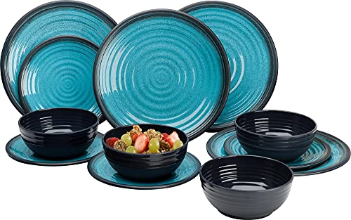 Granite Aqua Premium Plus 12pc Dinner Set Melamine Tableware