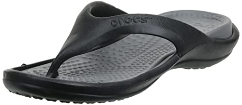 Crocs Unisex Athens Flip Flop, Black Black Smoke, 5 UK Men 6