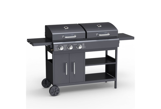 BillyOh Montana Black Dual Fuel Gas and Charcoal Hybrid BBQ 