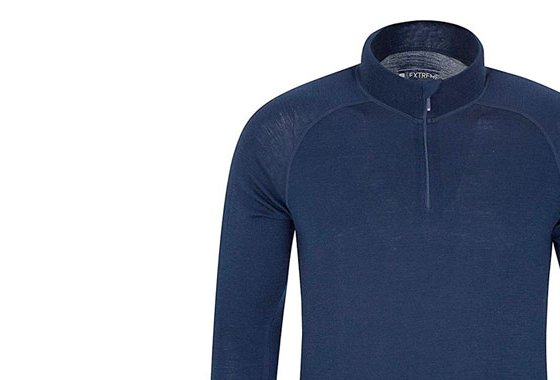 Mountain Warehouse Mens Merino Long Sleeved Zip Top