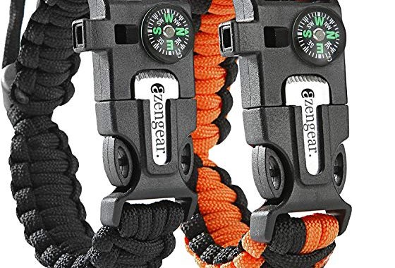 Paracord Survival Bracelet (Pair) - Flint & Steel Fire Start
