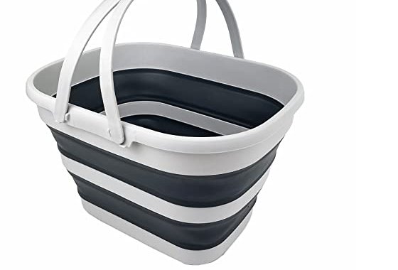 SAMMART 17L (4.5 Gallon) Collapsible Basket with Handle - Po