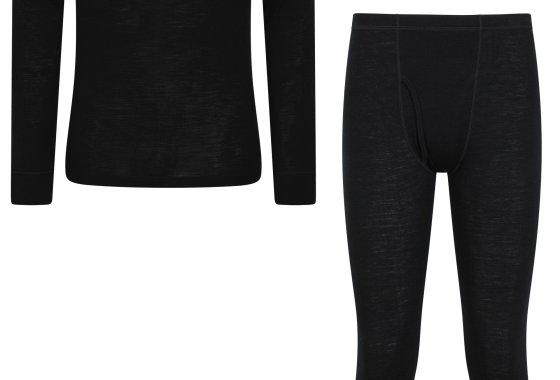 Merino Mens Thermal Neck & Pant Set - Black