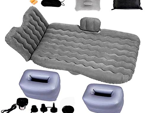 Icelus Inflatable Car Air Mattress with Back Seat Pump Porta