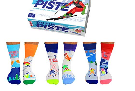United Oddsocks On The Piste- Box of 6 Mens Oddsocks, UK 6-1