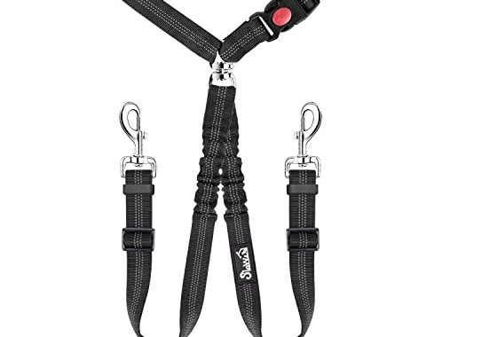 SlowTon Double Dog Seat Belt, New Dual Pet Car Headrest Rest