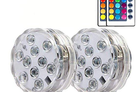 2 Pack Submersible LED Lights Waterproof Pool Lights Underwa