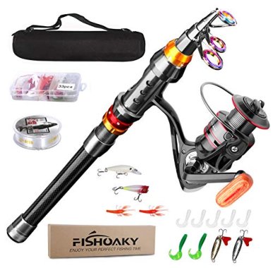 FISHOAKY Telescopic Fishing Rod Set, Spinning Fishing Pole a