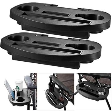 Fineway 2 x Clip On Side Table Tray For Zero Gravity Sun Lou