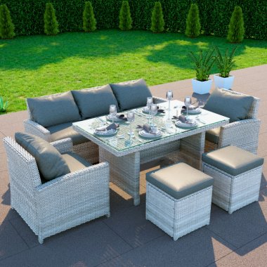 BillyOh Minerva Rattan Outdoor Garden 7 Seater Dining Sofa S