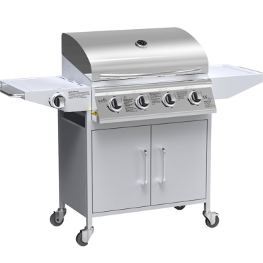 BillyOh Huntsville Silver 4 Burner Gas BBQ Grill with Side B