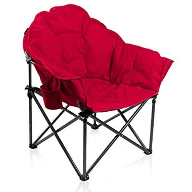 ALPHA CAMP Folding Oversized Moon Saucer Chair with Cup Hold