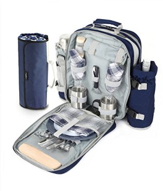 2 Person Super Luxury Deluxe Picnic Backpack Hamper in Navy