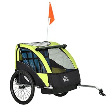 HOMCOM Child Bicycle Trailer Foldable 2-Seat Baby Transport