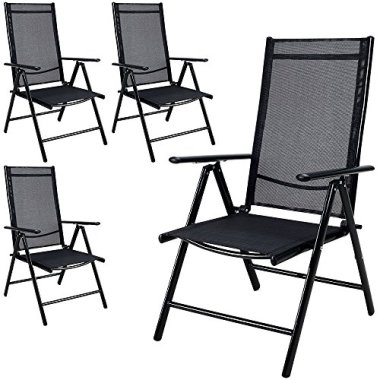 4x Casaria Garden Chair with High-Back Foldable and Adjustab